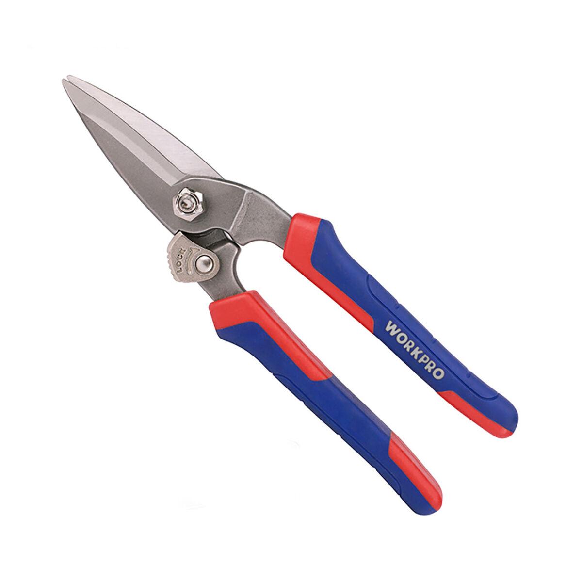 Workpro saks i smedet stål - 20 cm, blå/rød