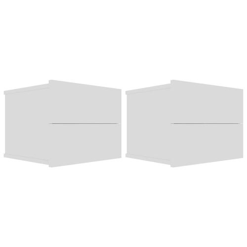 Sengebord 2 stk. 40x30x30 cm konstrueret træ hvid højglans (OUTLET B)