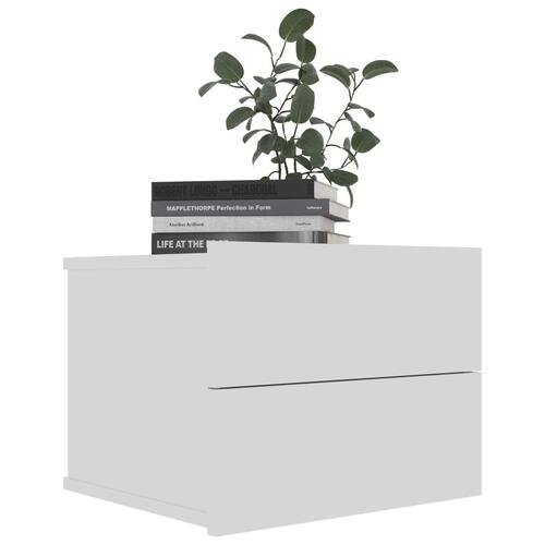 Sengebord 2 stk. 40x30x30 cm konstrueret træ hvid højglans (OUTLET B)