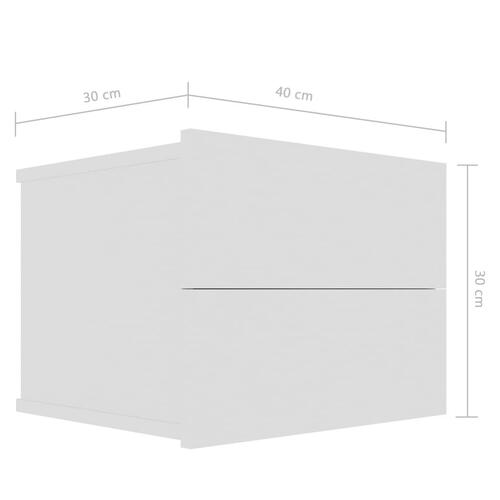 Sengebord 2 stk. 40x30x30 cm konstrueret træ hvid højglans (OUTLET B)