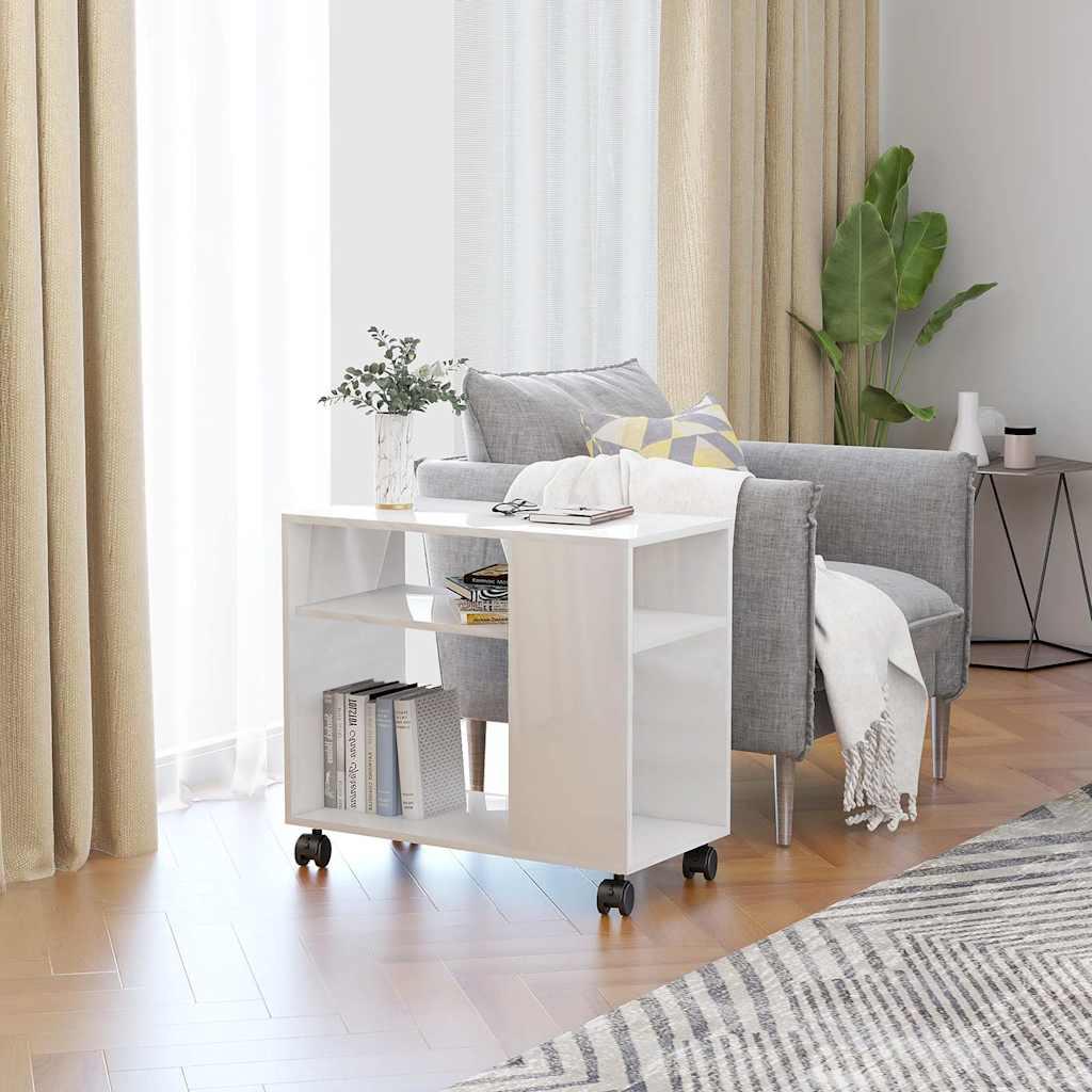 Sidebord 70x35x55 cm konstrueret træ hvid højglans