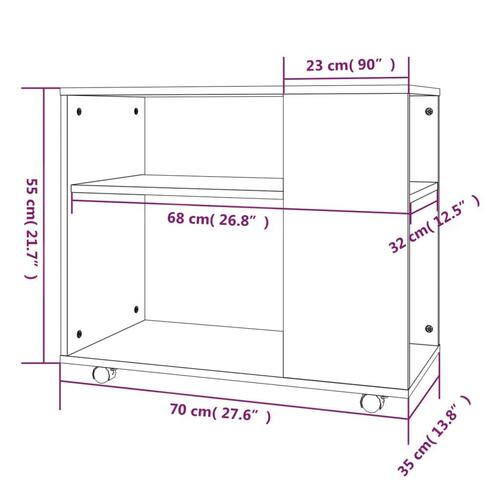 Sidebord 70x35x55 cm konstrueret træ grå sonoma-eg