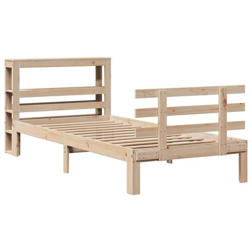 Sengeramme med sengegavl 90x200 cm massivt fyrretræ