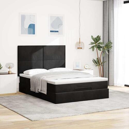 Osmannisk sengeramme med madrasser 140x190 cm fløjl sort