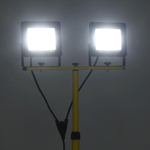 LED-projektør med stativ 2x50 W kold hvid