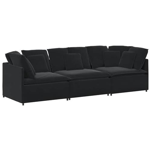 Modulsofa med hynder fløjl sort