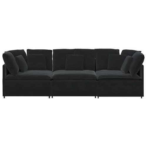 Modulsofa med hynder fløjl sort