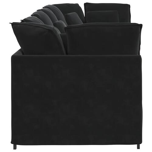 Modulsofa med hynder fløjl sort