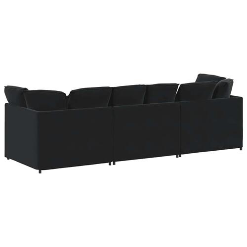 Modulsofa med hynder fløjl sort