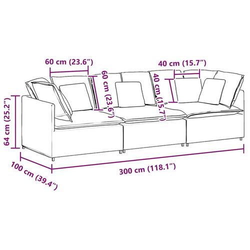 Modulsofa med hynder fløjl sort