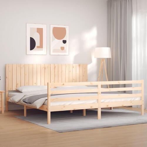 Sengeramme med sengegavl 200x200 cm massivt træ