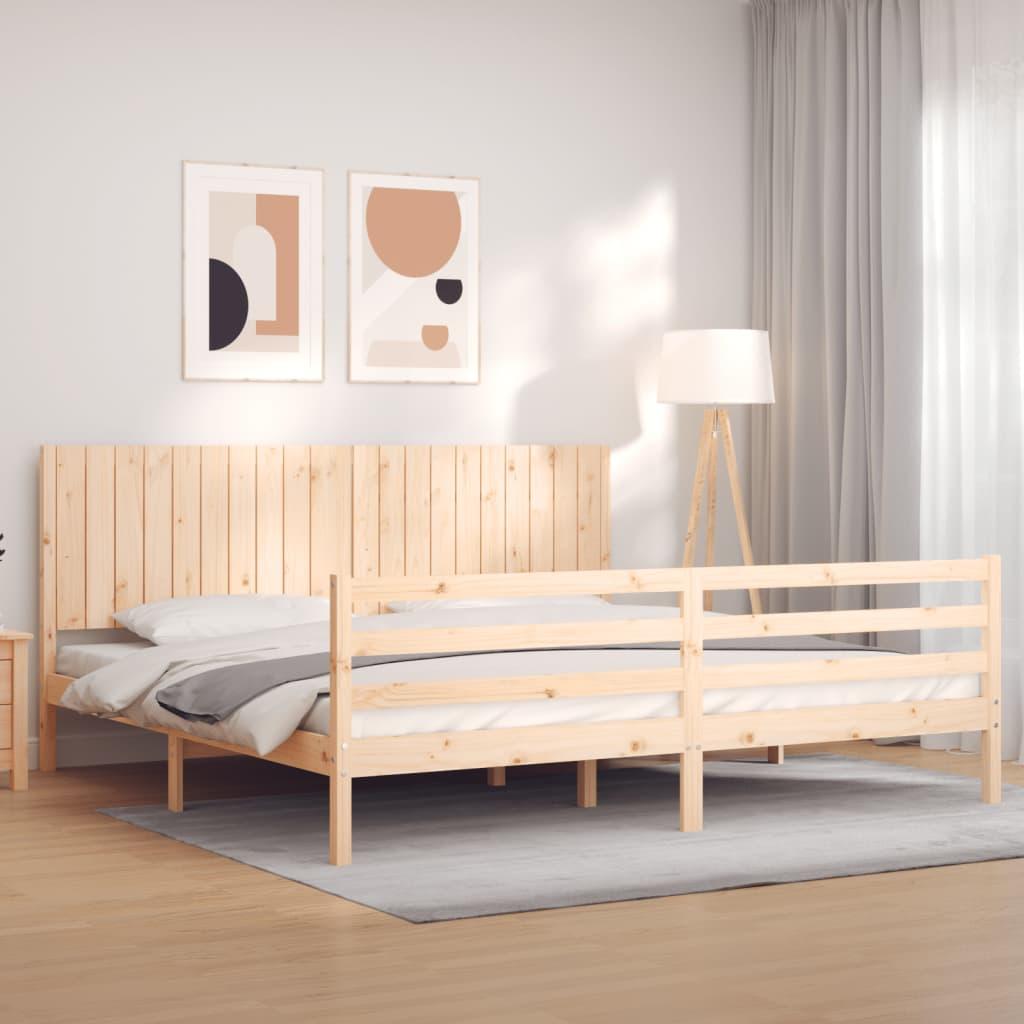 Sengeramme med sengegavl 200x200 cm massivt træ