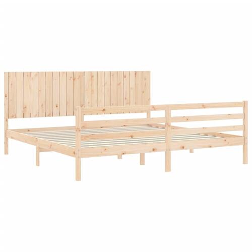 Sengeramme med sengegavl 200x200 cm massivt træ