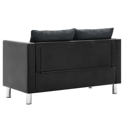 2-personers sofa kunstlæder sort og mørkegrå