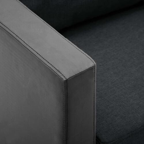 3-personers sofa kunstlæder sort og mørkegrå