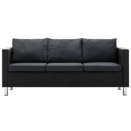 3-personers sofa kunstlæder sort og mørkegrå