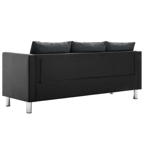 3-personers sofa kunstlæder sort og mørkegrå