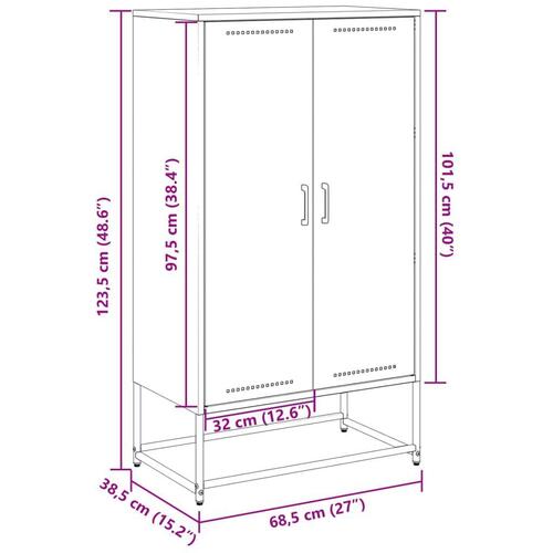 Skab 68,5x38,5x123,5 cm stål lyserød