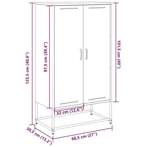 Skab 68,5x38,5x123,5 cm stål hvid