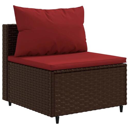 Loungesæt til haven 7 dele med hynder polyrattan brun