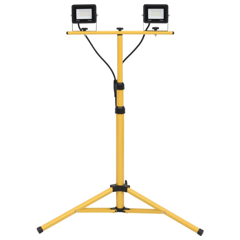 LED-projektør med stativ 2x20 W kold hvid