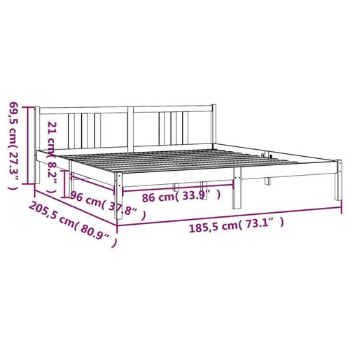 Sengeramme 180x200 cm massivt fyrretræ