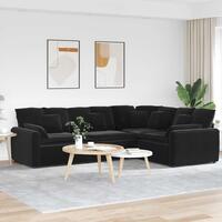 Modulsofa med hynder fløjl sort
