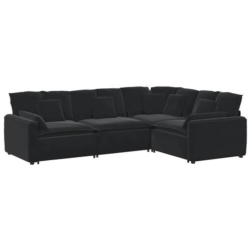 Modulsofa med hynder fløjl sort