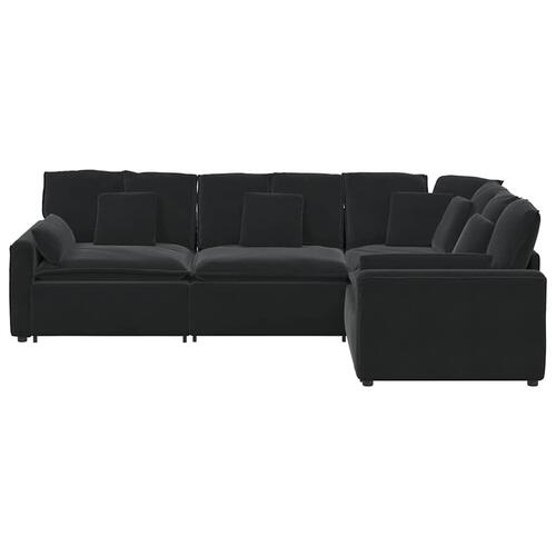 Modulsofa med hynder fløjl sort