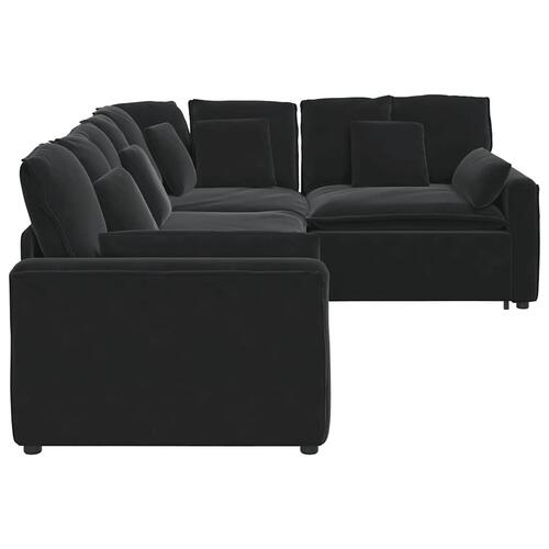 Modulsofa med hynder fløjl sort