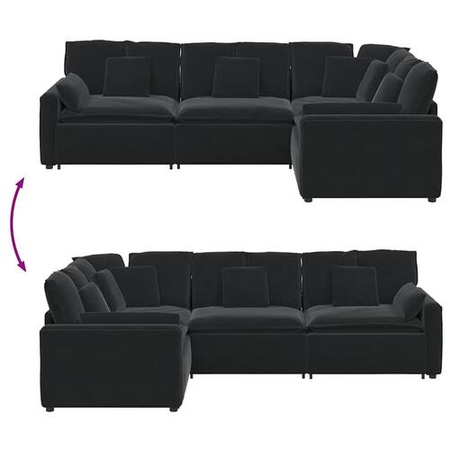 Modulsofa med hynder fløjl sort