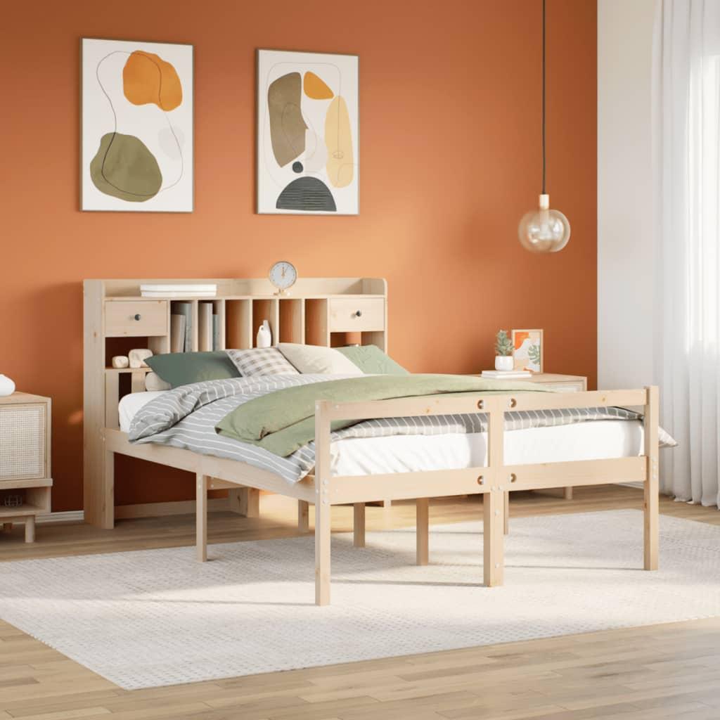 Seng med reol uden madras 140x190 cm massivt fyrretræ