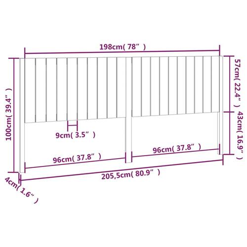 Sengegavl 205,5x4x100 cm massivt fyrretræ