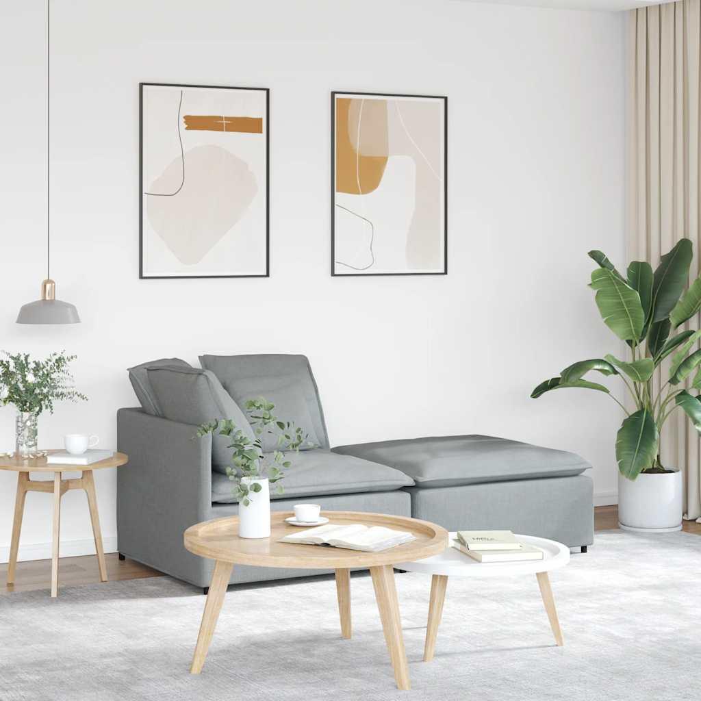 Modulsofa med fodskammel og hynder stof lysegrå