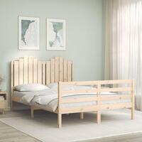 Sengeramme med sengegavl 140x200 cm massivt træ hvid