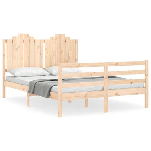 Sengeramme med sengegavl 140x200 cm massivt træ hvid