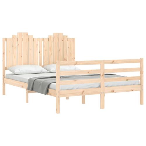 Sengeramme med sengegavl 140x200 cm massivt træ hvid
