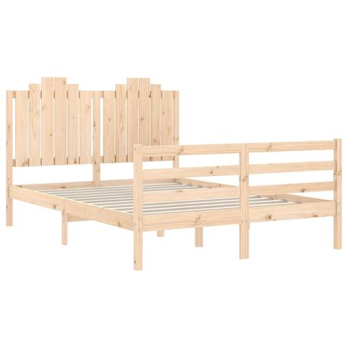 Sengeramme med sengegavl 140x200 cm massivt træ hvid