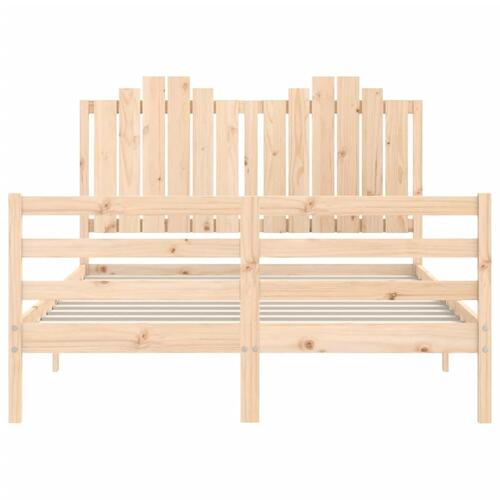 Sengeramme med sengegavl 140x200 cm massivt træ hvid