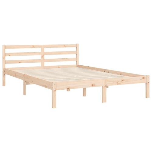 Sengeramme med sengegavl 140x200 cm massivt træ hvid