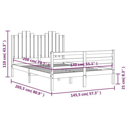 Sengeramme med sengegavl 140x200 cm massivt træ hvid