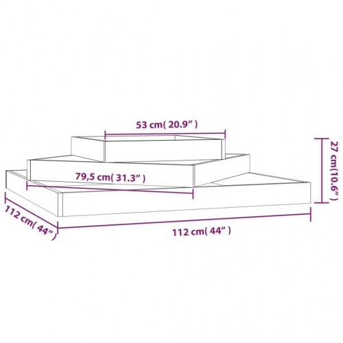 Plantekasse i massivt douglasgran - 112 x 112 x 27 cm