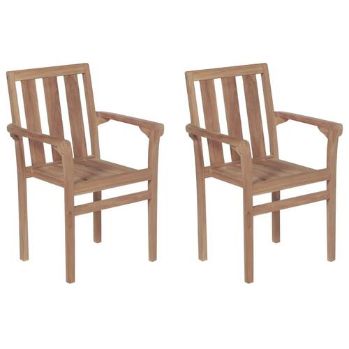 Havestole 2 stk. med beige hynder massivt teaktræ