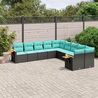 Sofasæt til haven 10 dele med hynder polyrattan sort