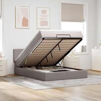 Ottoman seng med madras & LEDs Taupe 140x190 cm Stof
