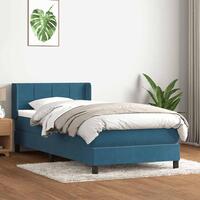 Kontinentalseng med madras mørkeblå 90x210 cm fløjl