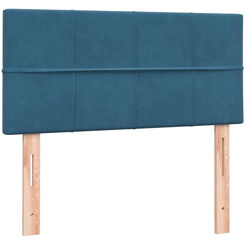 Kontinentalseng med madras mørkeblå 90x210 cm fløjl