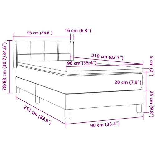 Kontinentalseng med madras mørkeblå 90x210 cm fløjl