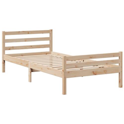 Seng med reol uden madras 90x200 cm massivt fyrretræ