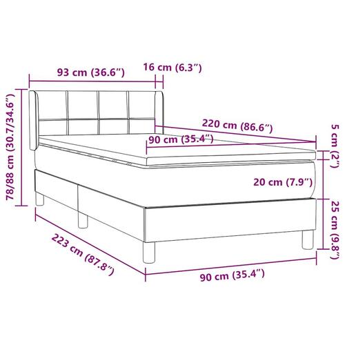 Kontinentalseng med madras mørkeblå 90x220 cm fløjl